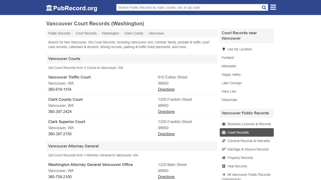 Free Vancouver Court Records (Washington Court Records) - PubRecord.org